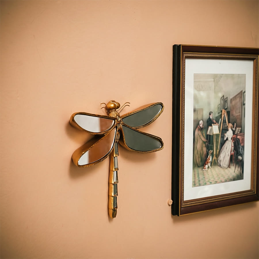 Olivenorma Stunning Dragonfly Wall Art For Home Retro Gold Resin Glasst Wall Hanging Decoration - image 4