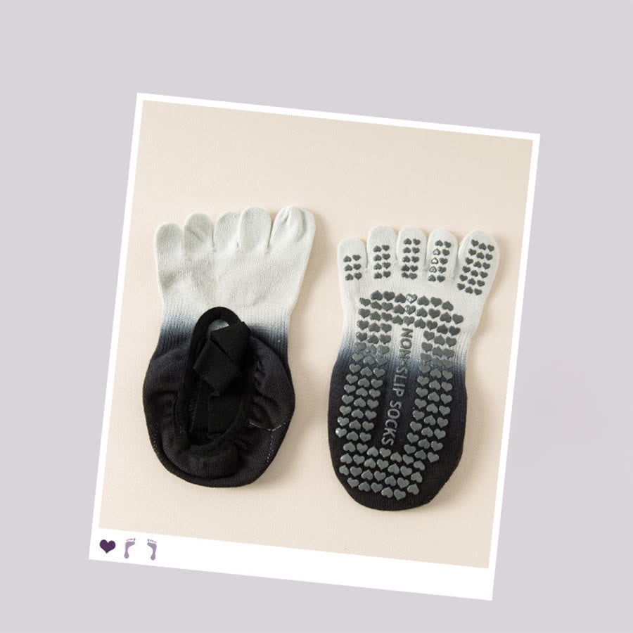 Olivenorma Separate Toe Design Full Palm Non Slip Shock Resistant Breathable Flexible Indoor Gym Women's Yoga Socks - Gray-Black - 10Pairs - image 12