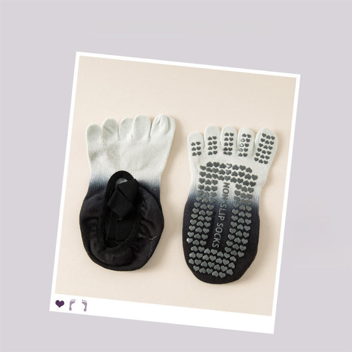 Olivenorma Separate Toe Design Full Palm Non Slip Shock Resistant Breathable Flexible Indoor Gym Women's Yoga Socks - Gray-Black - 10Pairs - image 12