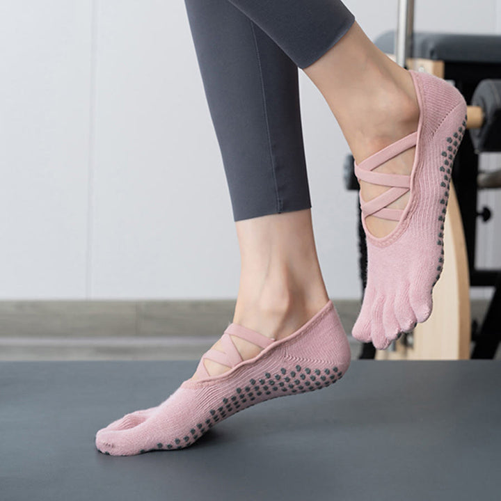 Olivenorma Five Toe Silicone Grips Non Slip Shock Absorption Snug Fit All Scene Indoor Activity Women's Yoga Socks - image 6