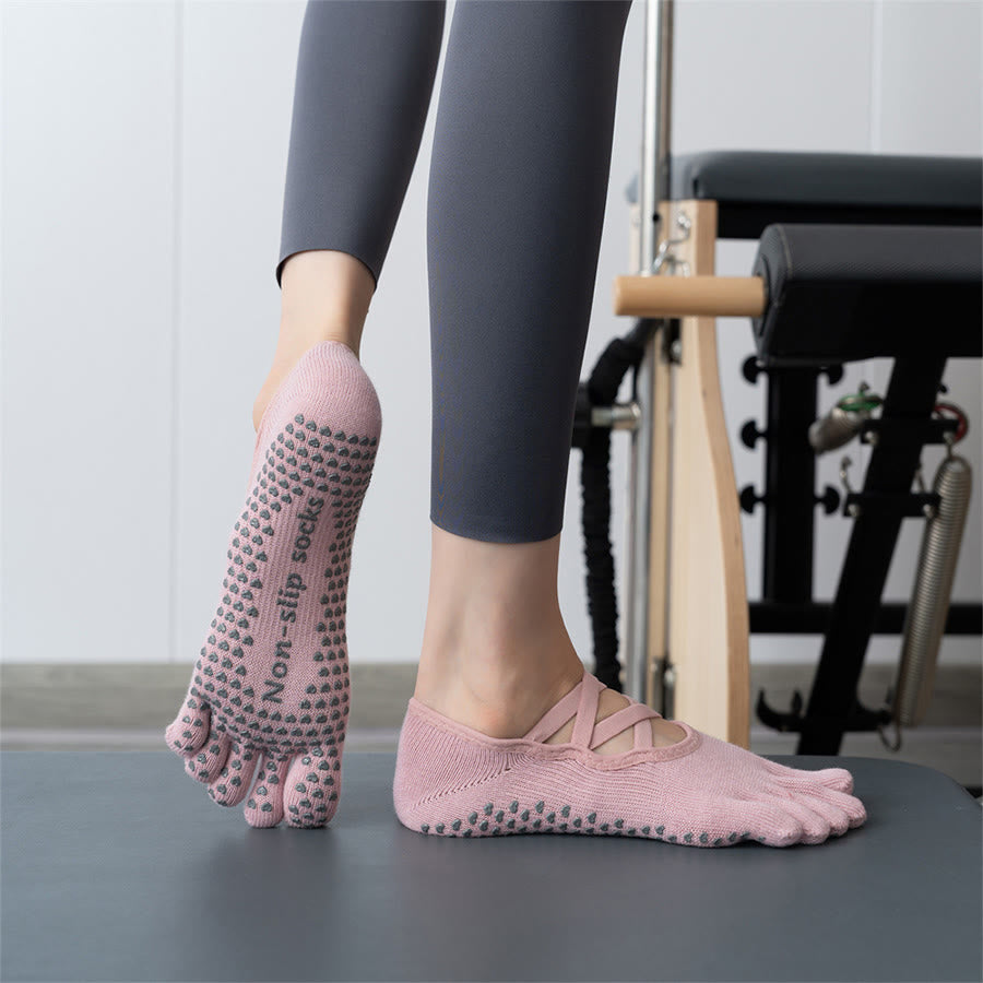 Olivenorma Five Toe Silicone Grips Non Slip Shock Absorption Snug Fit All Scene Indoor Activity Women's Yoga Socks - image 5