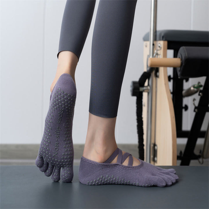 Olivenorma Five Toe Silicone Grips Non Slip Shock Absorption Snug Fit All Scene Indoor Activity Women's Yoga Socks - image 17