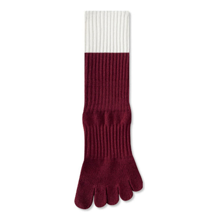 Olivenorma High Elastic Mid Calf Yoga Socks Full Sole Silicone Non Slip Shock Cushion Silent Sports Fitness Women's Yoga Socks - Chestnut Red - 10Pairs - image 8