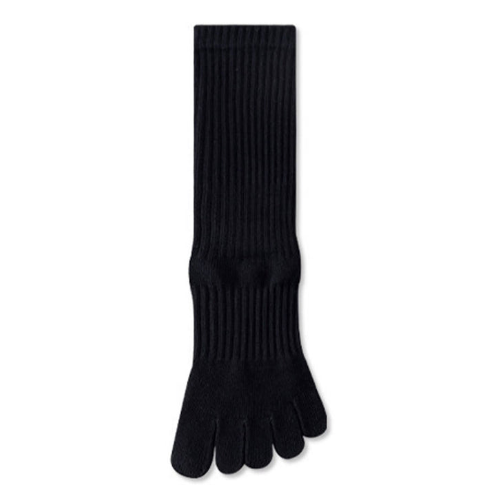 Olivenorma High Elastic Mid Calf Yoga Socks Full Sole Silicone Non Slip Shock Cushion Silent Sports Fitness Women's Yoga Socks - Black - 10Pairs - image 18