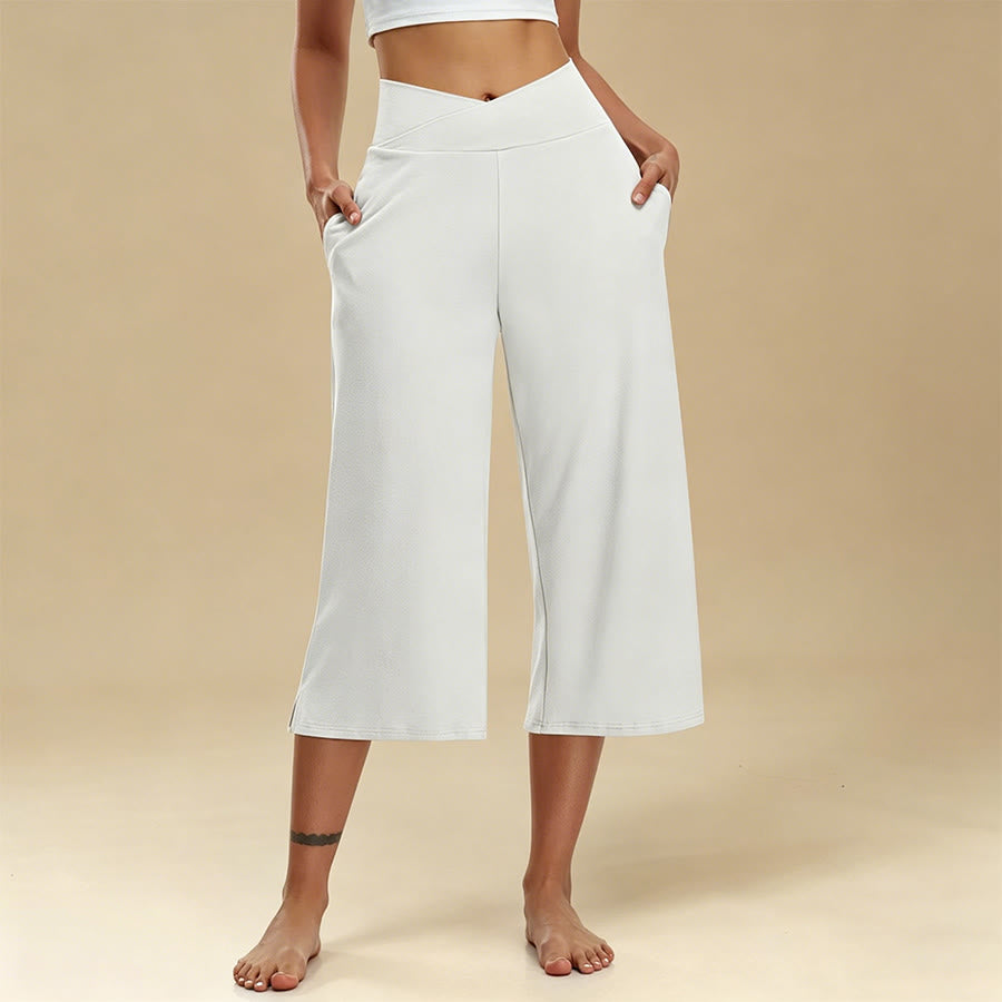 Olivenorma Crossover High Waist Cropped Wide Leg With Pockets Yoga Fitness Women's Pants - image 0