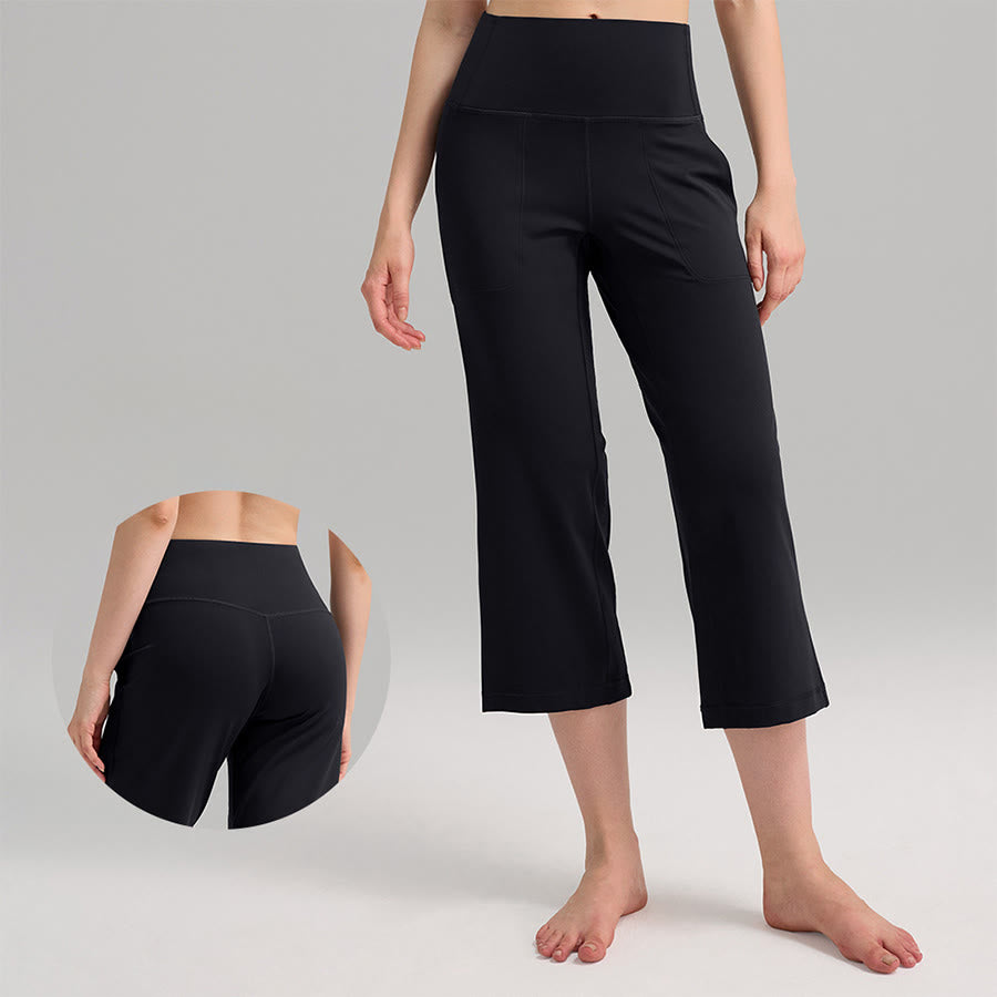 Olivenorma High Waist Capri Wide Leg With Pockets Yoga Fitness Women's Pants - Black - XL - image 11