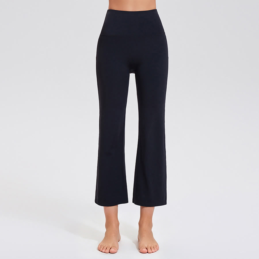 Olivenorma High Waist Eight Points Micro Flare Slim Yoga Fitness Women's Pants - Black - XXXL - image 5