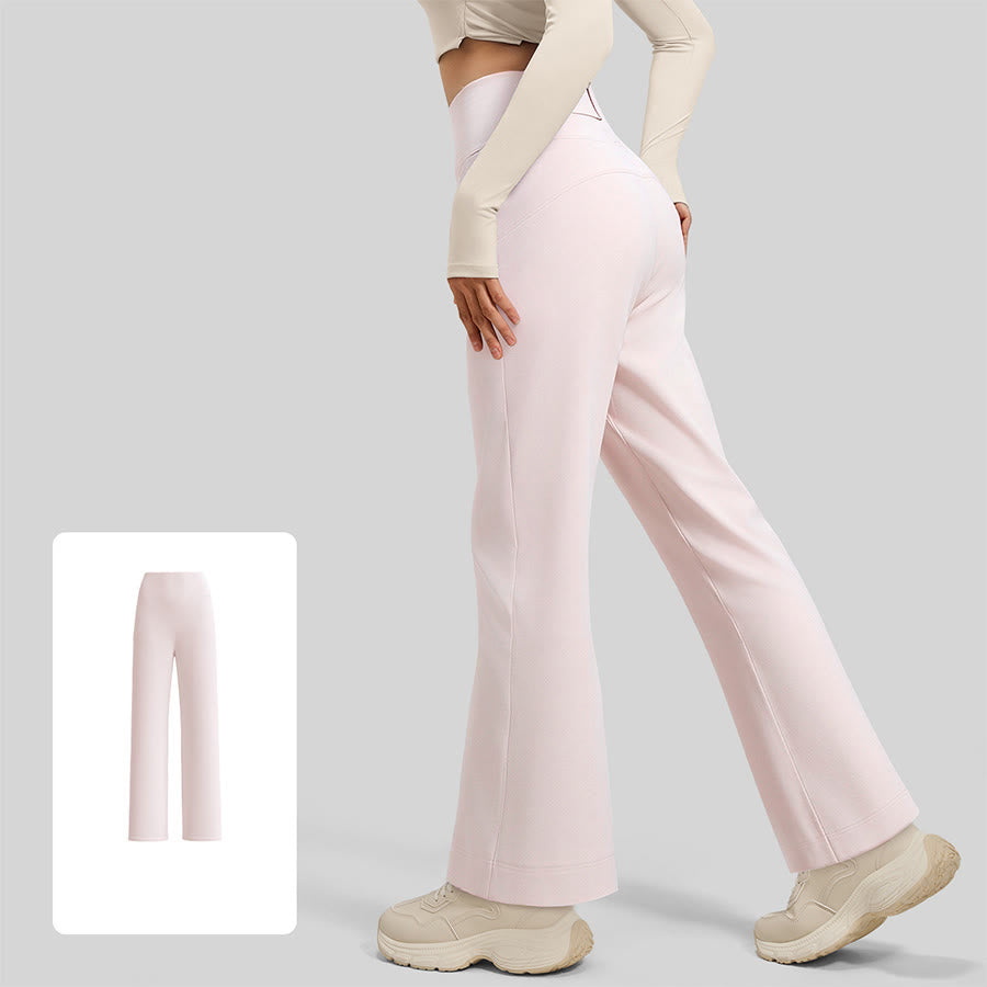 Olivenorma Crossover High Waist Split Wide Leg Loose Drape Yoga Women's Pants - Soft Mist Pink - XL - image 9