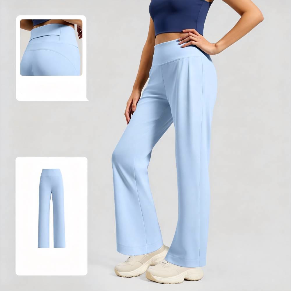 Olivenorma Crossover High Waist Split Wide Leg Loose Drape Yoga Women's Pants - Glacier Blue - XL - image 0