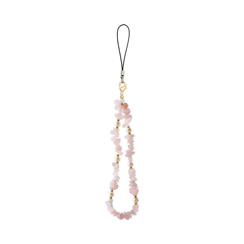Olivenorma Handcrafted Natural Chip Stone Beaded Wrist Anti-Lost Phone Chain Strap - Rose Quartz - image 5