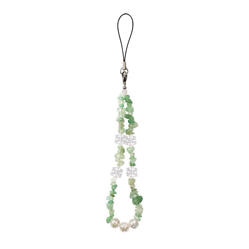 Olivenorma Delicate Snowflake Accent Beaded Detachable Phone Chain Strap - Green Aventurine - image 4
