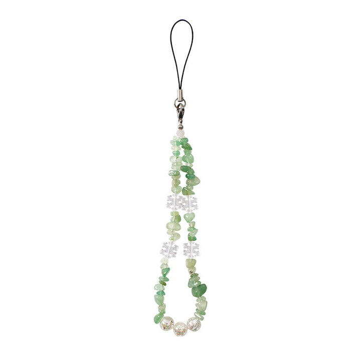 Olivenorma Delicate Snowflake Accent Beaded Detachable Phone Chain Strap - Green Aventurine - image 4