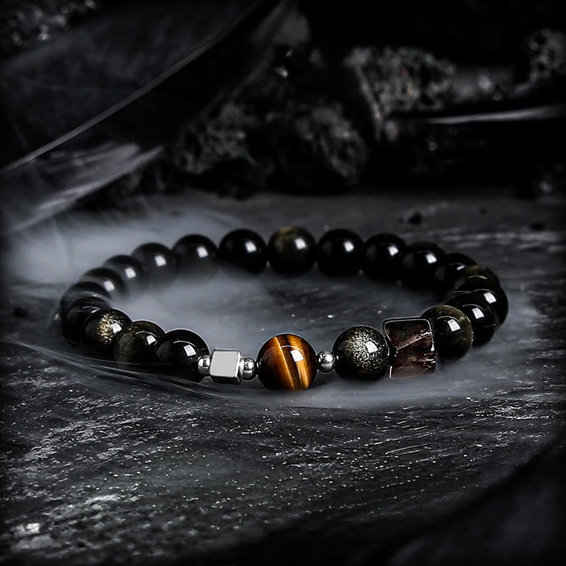 Olivenorma Gold Obsidian & Obsidian Grounding Protective Bracelet - image 1