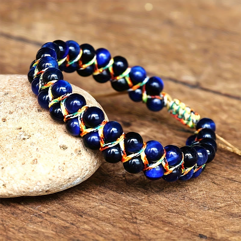 Olivenorma Tiger Eye Double-Row Adjustable Braided Cord Beaded Bracelet - image 3
