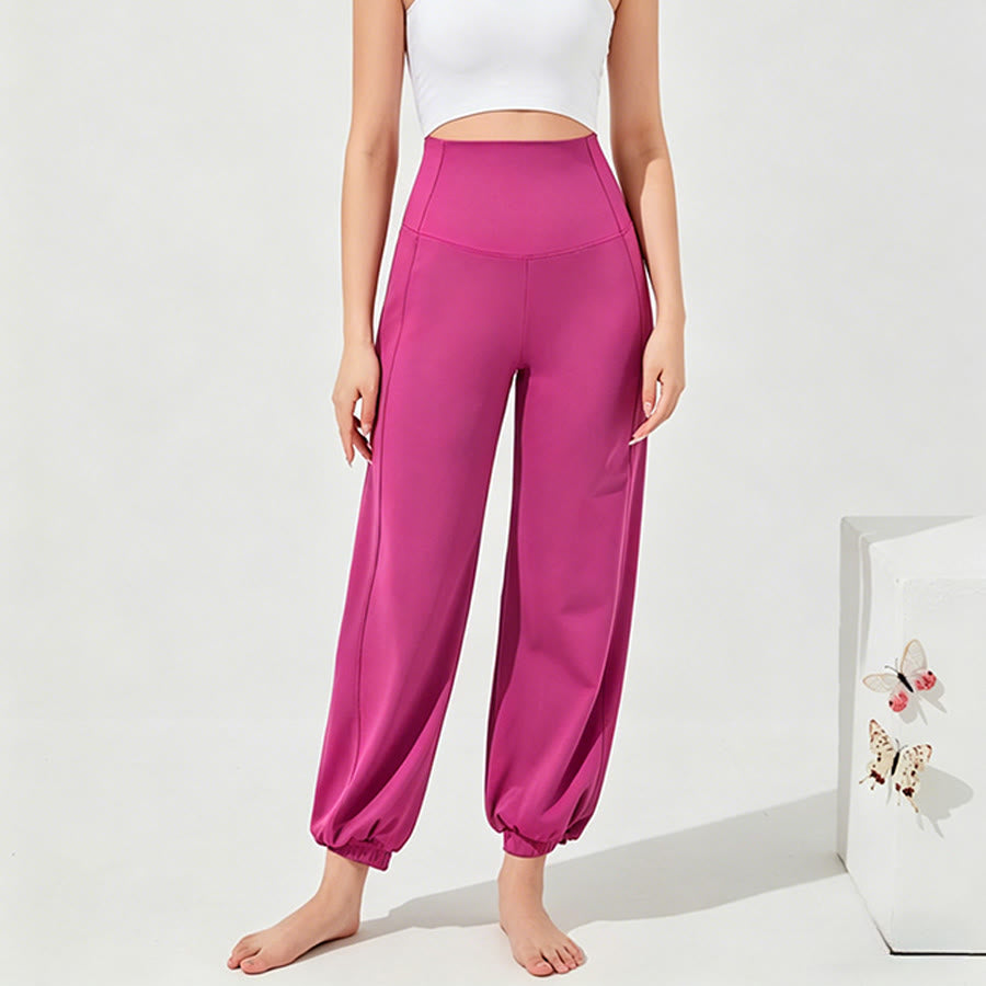 Olivenorma High Waist Ankle Length Harem Loose Yoga Women's Pants - Rose Pink - XL - image 16
