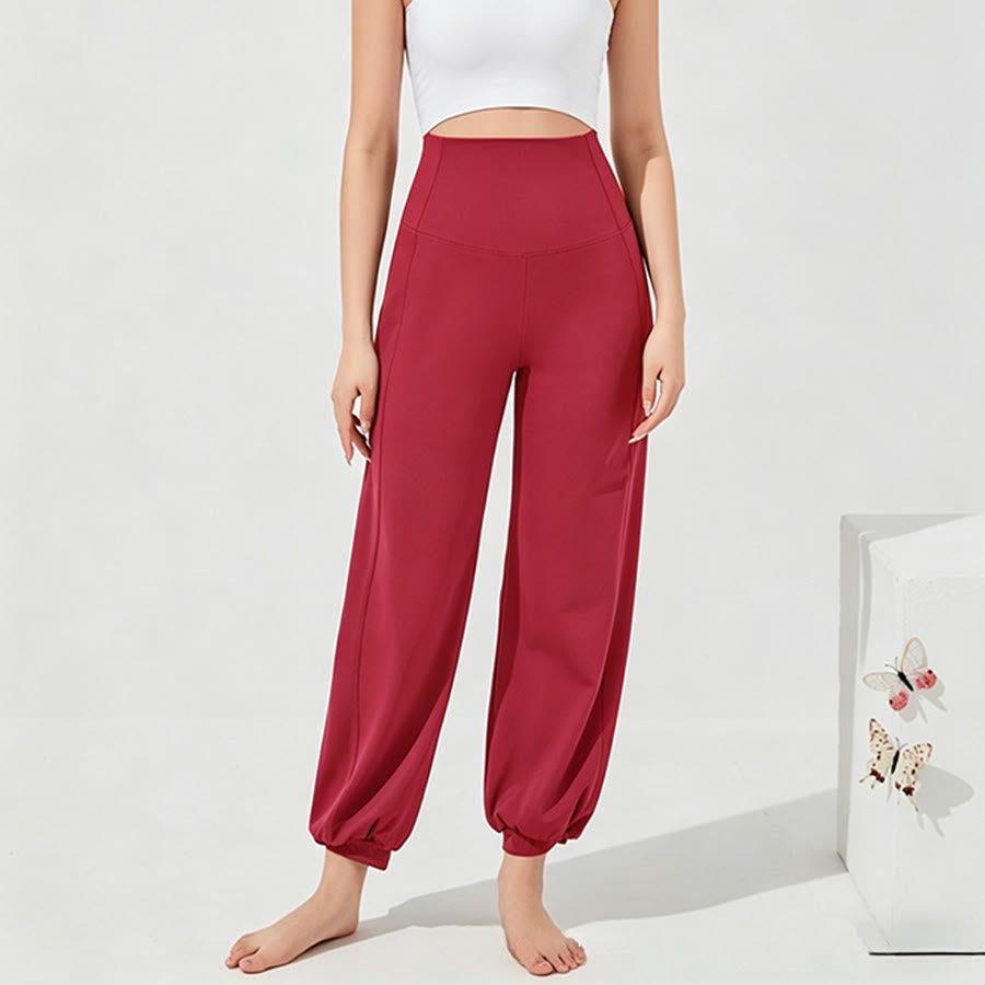 Olivenorma High Waist Ankle Length Harem Loose Yoga Women's Pants - Raspberry Red - XL - image 17