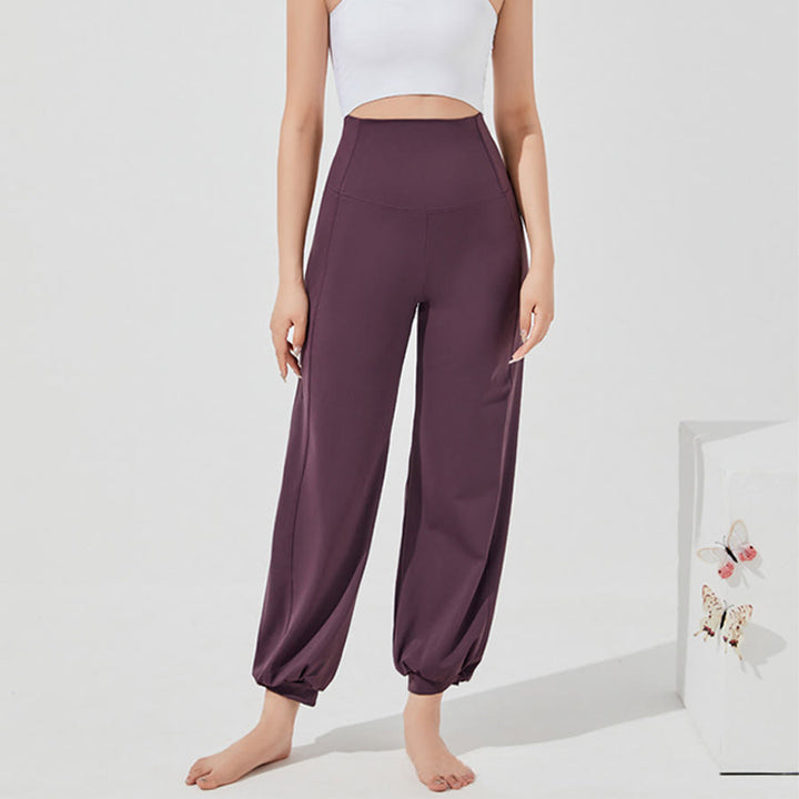 Olivenorma High Waist Ankle Length Harem Loose Yoga Women's Pants - Purple-Red - XL - image 0