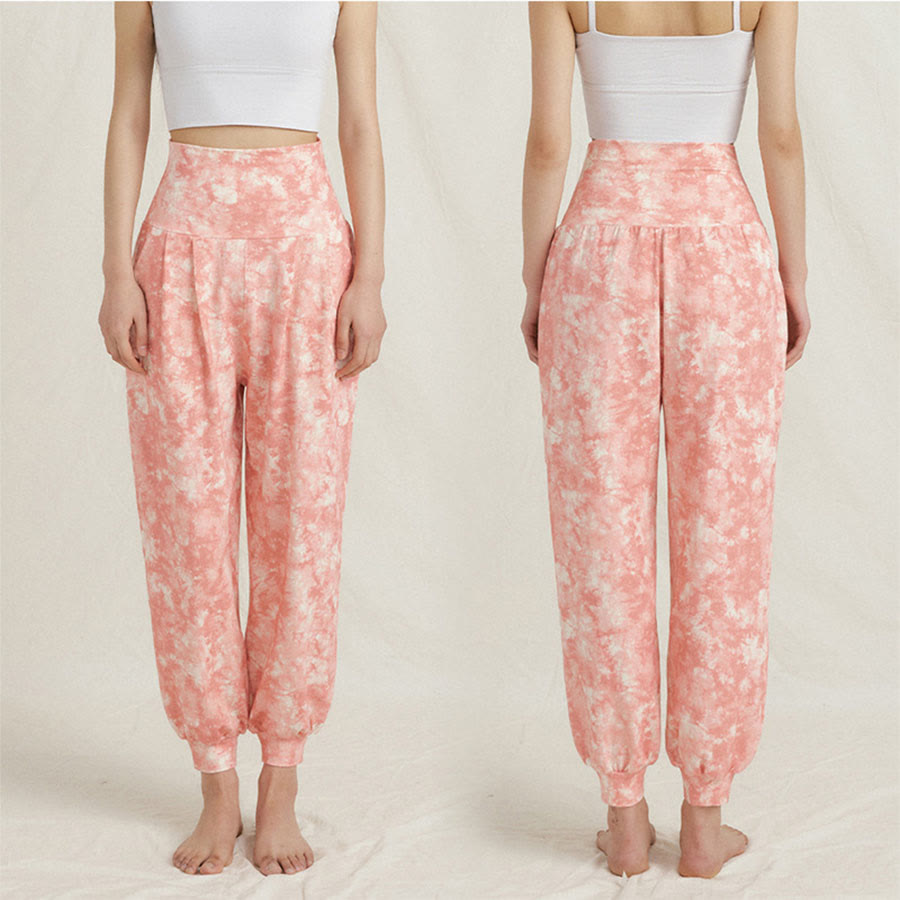 Olivenorma High Waist Pleated Cuffed Harem Casual Yoga Women's Pants - Vivid Red - L - image 5