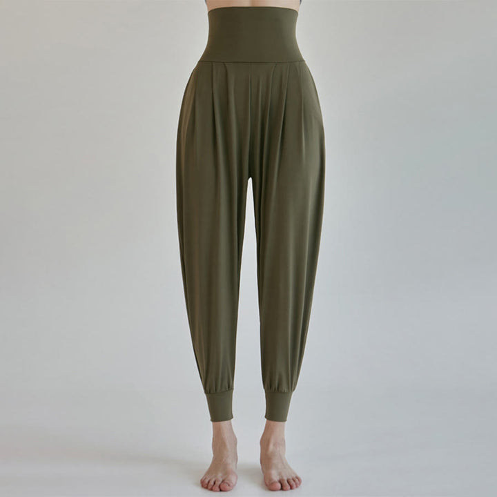Olivenorma Ultra High Waist Pleated Loose Harem Jogger Yoga Women's Pants - Dark Green - L - image 17
