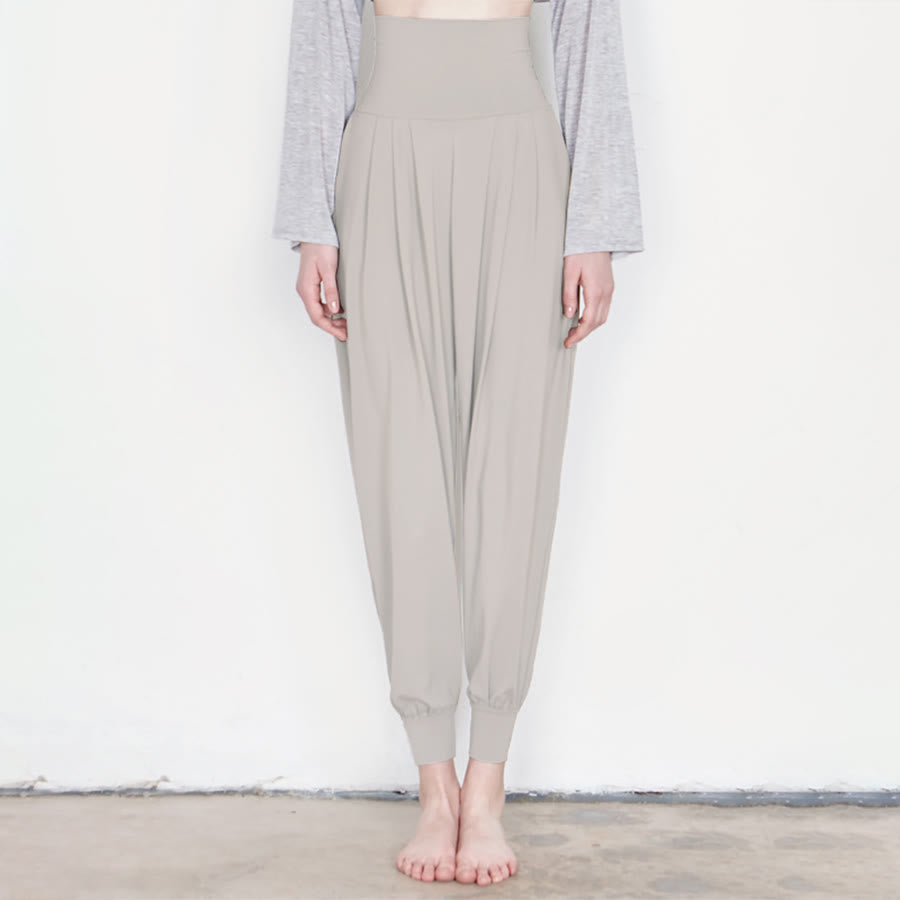 Olivenorma Ultra High Waist Pleated Loose Harem Jogger Yoga Women's Pants - Granny Grey - L - image 0
