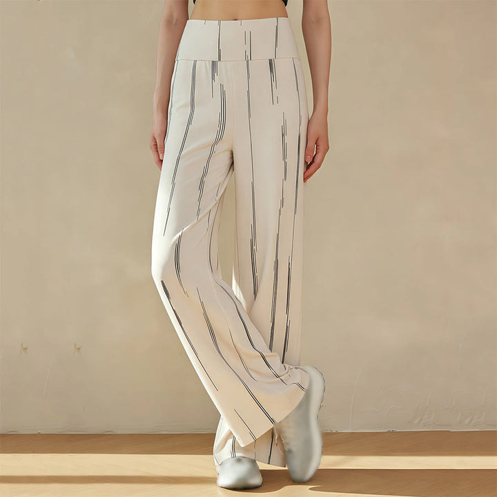 Olivenorma High Waist Wide Leg Flowy Casual Yoga Women's Pants - Black Lines - XL - image 12
