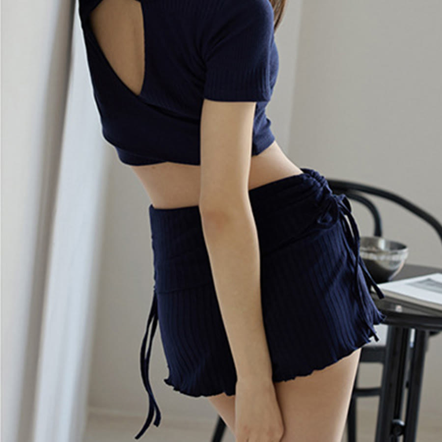 Olivenorma Fold Over Waist Ruched Side Drawstring Casual Yoga Women's Shorts - image 35