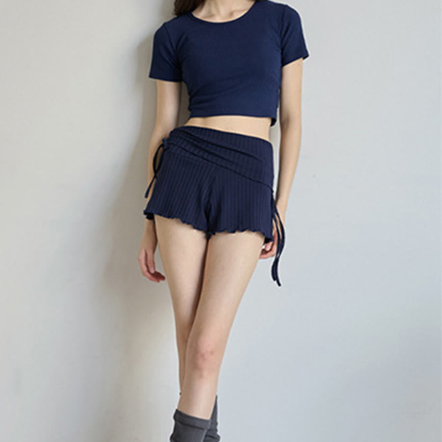 Olivenorma Fold Over Waist Ruched Side Drawstring Casual Yoga Women's Shorts - image 33