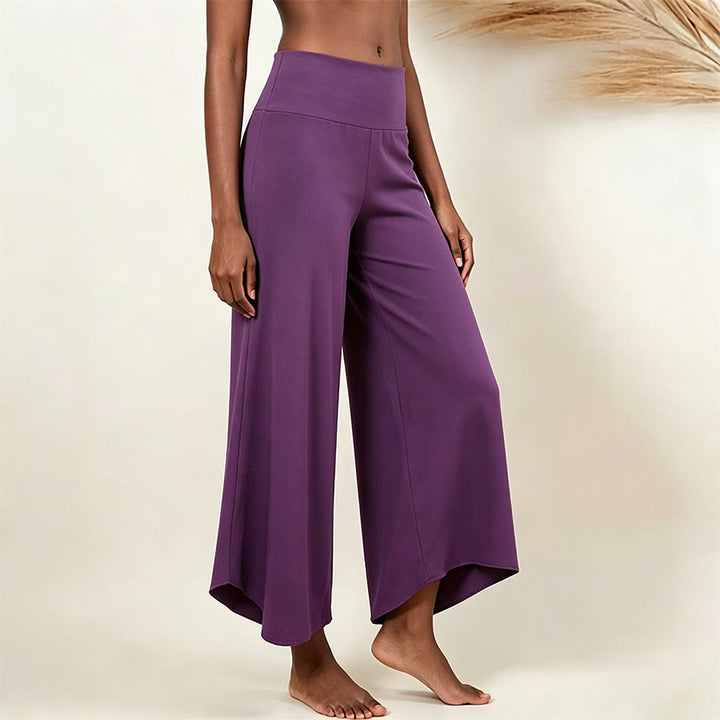 Olivenorma High Waist Shirred Loose Straight Leg Yoga Women's Pants - Grape Purple - L - image 8