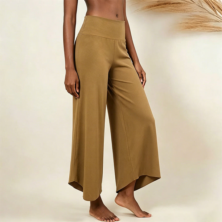 Olivenorma High Waist Shirred Loose Straight Leg Yoga Women's Pants - Twilight Gold - L - image 9