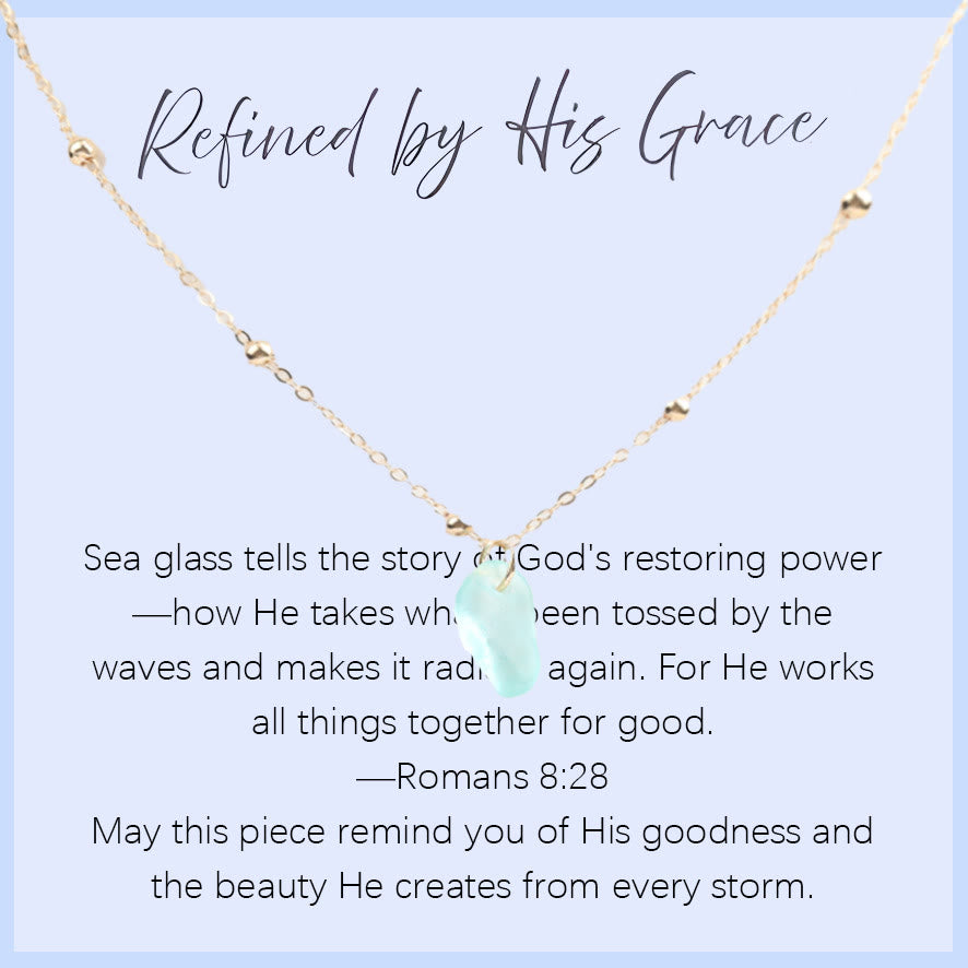 FREE Today: Handcrafted Sea Glass Teardrop Necklace with Card - Light Blue Sea Glass - Refined by His Grace - image 10