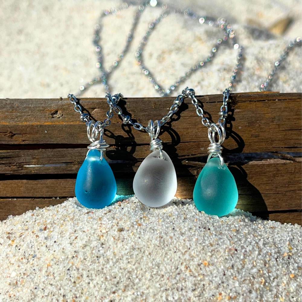 FREE Today: Handcrafted Sea Glass Teardrop Necklace with Card - image 1