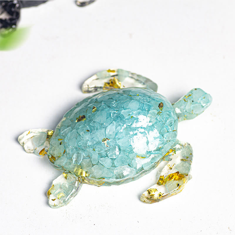 Olivenorma Calm & Steady Journey Turtle Gemstone Decoration - Aquamarine - With Card - image 20