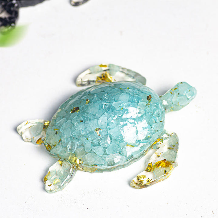 Olivenorma Calm & Steady Journey Turtle Gemstone Decoration - Aquamarine - With Card - image 20