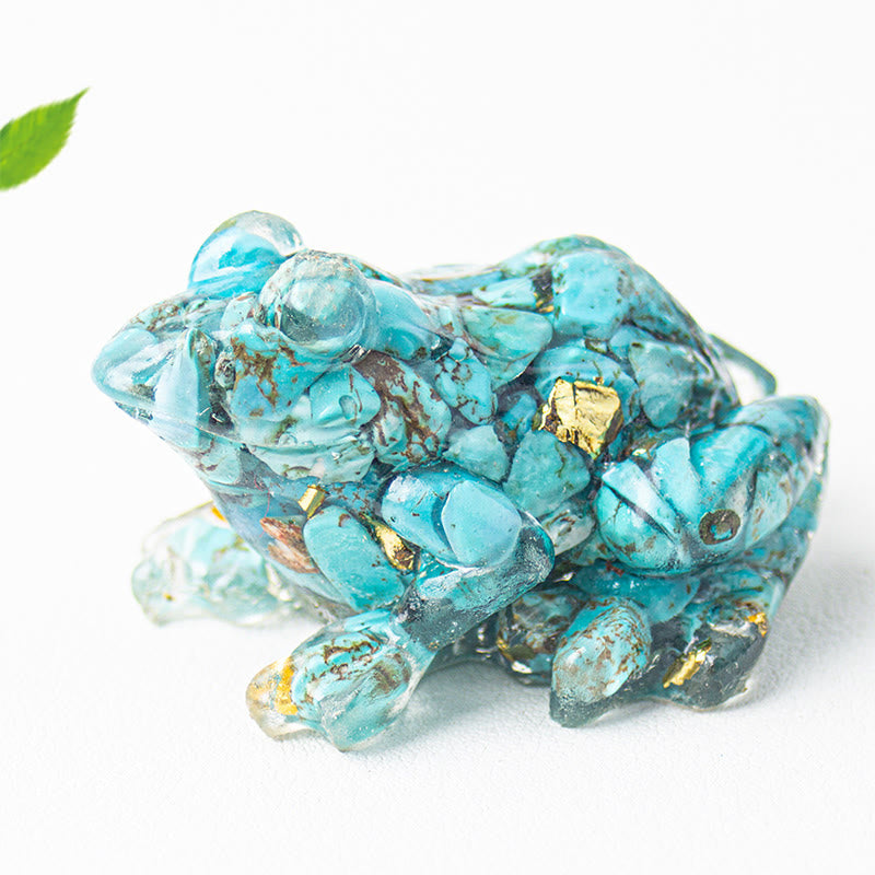 Olivenorma Renewal Leap Gem Frog Figurine Gemstone Decoration - Turquoise - With Card - image 18