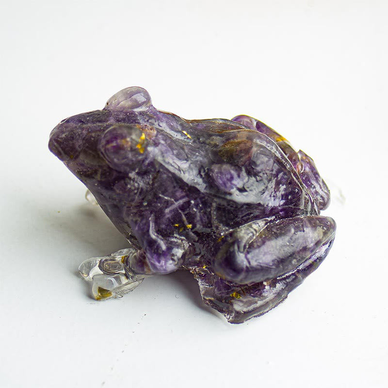 Olivenorma Renewal Leap Gem Frog Figurine Gemstone Decoration - Amethyst - With Card - image 24