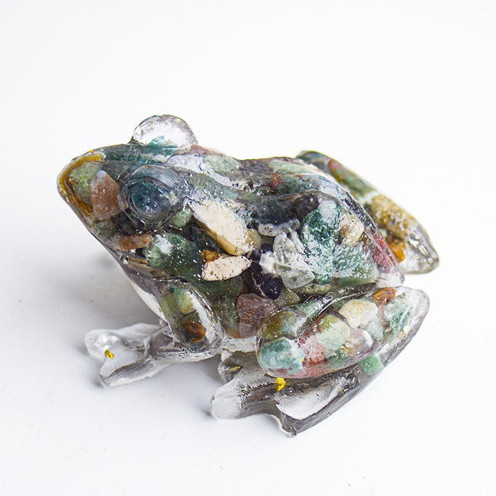 Olivenorma Renewal Leap Gem Frog Figurine Gemstone Decoration - Ocean Jasper - With Card - image 35