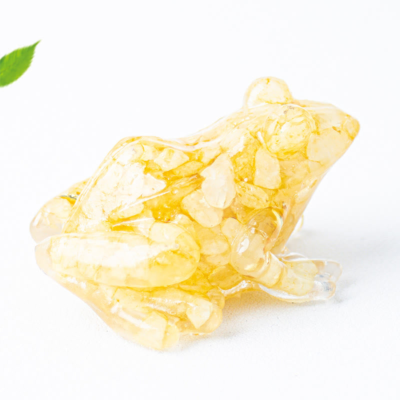 Olivenorma Renewal Leap Gem Frog Figurine Gemstone Decoration - Yellow Agate - With Card - image 20