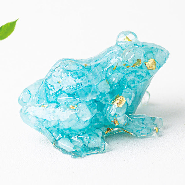 Olivenorma Renewal Leap Gem Frog Figurine Gemstone Decoration - Aquamarine - With Card - image 30