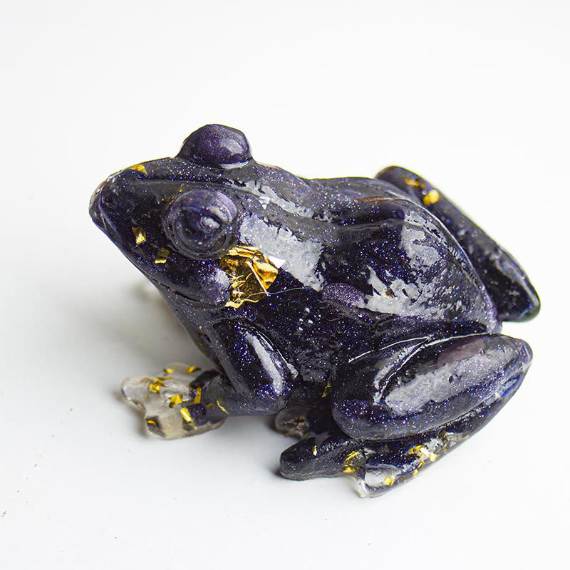 Olivenorma Renewal Leap Gem Frog Figurine Gemstone Decoration - Blue Goldstone - With Card - image 36