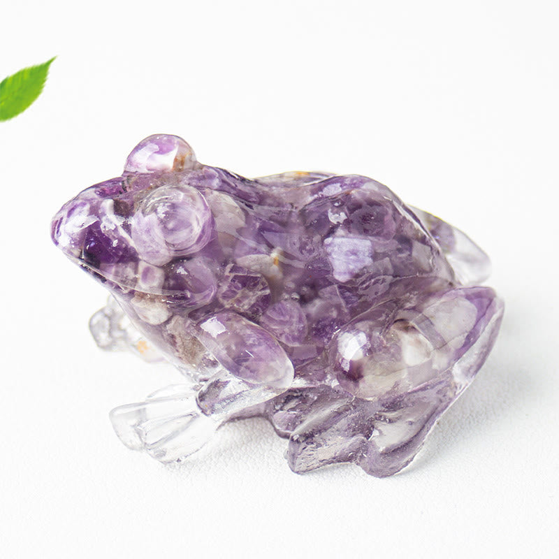 Olivenorma Renewal Leap Gem Frog Figurine Gemstone Decoration - Purple Agate - With Card - image 37
