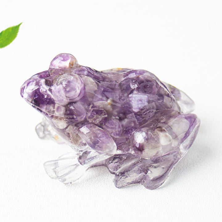 Olivenorma Renewal Leap Gem Frog Figurine Gemstone Decoration - Purple Agate - With Card - image 37