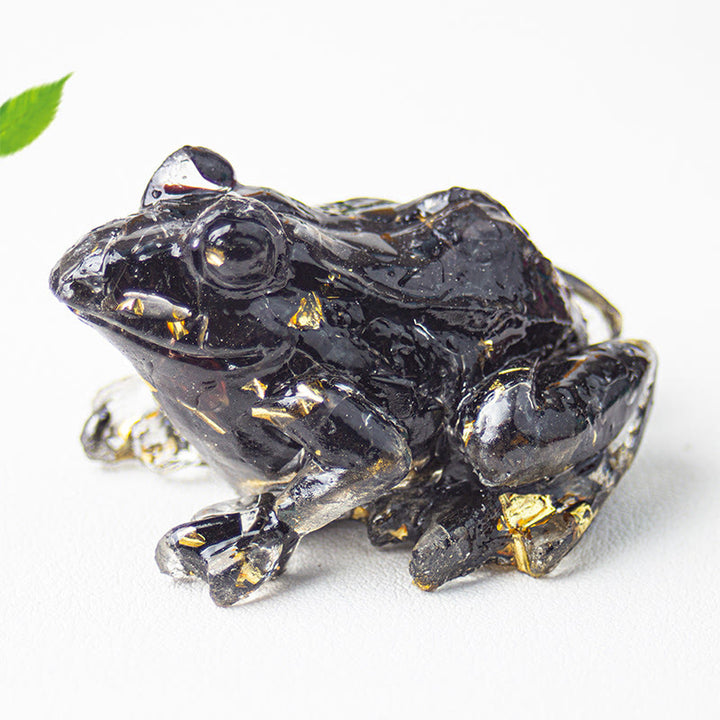 Olivenorma Renewal Leap Gem Frog Figurine Gemstone Decoration - Obsidian - With Card - image 12