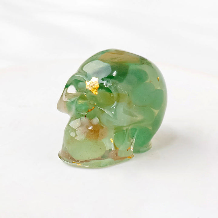 Olivenorma Inner Strength Skull Figurine Gemstone Decoration  - Green Aventurine - With Card - image 11