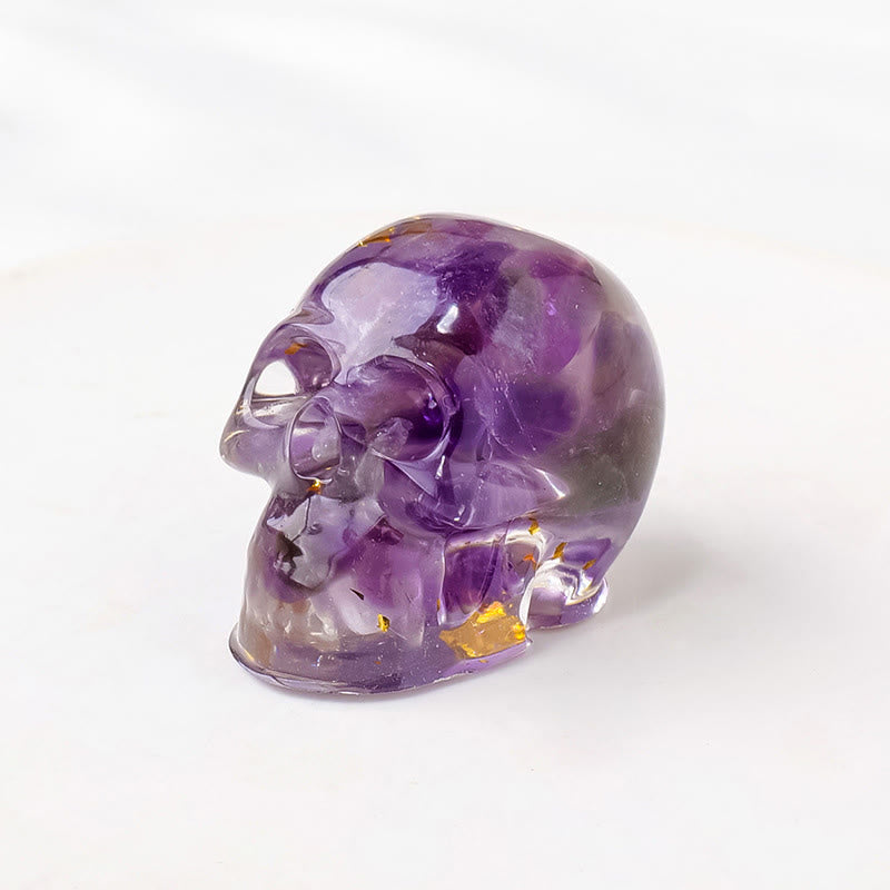 Olivenorma Inner Strength Skull Figurine Gemstone Decoration  - Amethyst - With Card - image 19