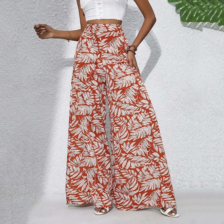 Olivenorma Tropical Leaf Print High-Waist Wide Leg Women's Pants - image 13