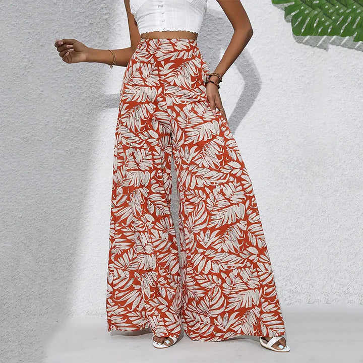 Olivenorma Tropical Leaf Print High-Waist Wide Leg Women's Pants - image 13