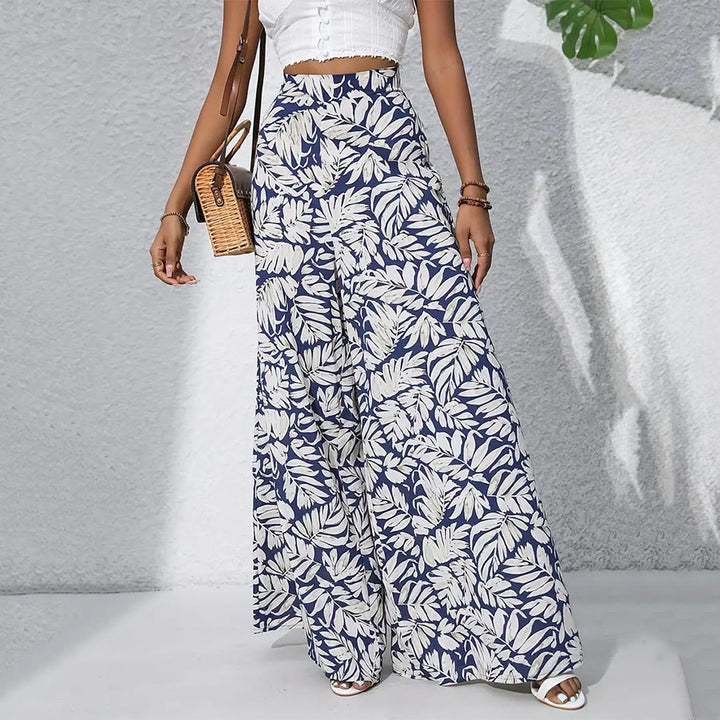 Olivenorma Tropical Leaf Print High-Waist Wide Leg Women's Pants - image 4