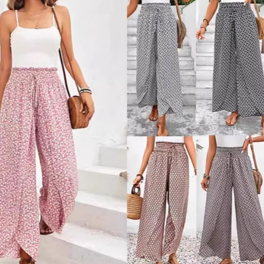 Olivenorma Floral Print High-Waist Drawstring Wide Leg Women's Pants - image 5