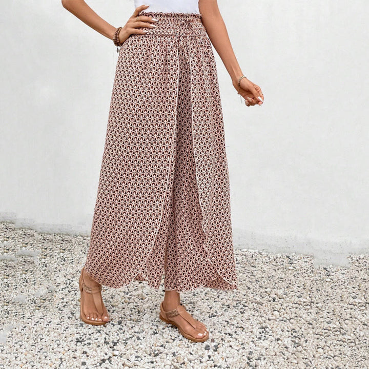 Olivenorma Floral Print High-Waist Drawstring Wide Leg Women's Pants - Nude - XL - image 16