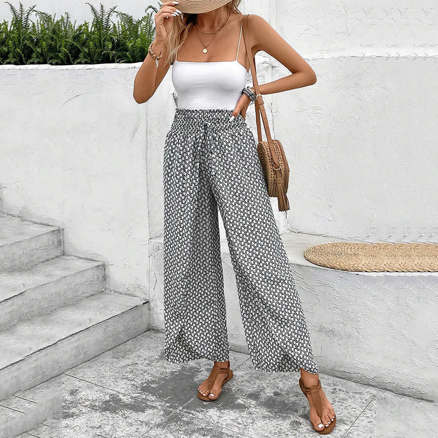 Olivenorma Floral Print High-Waist Drawstring Wide Leg Women's Pants - image 9